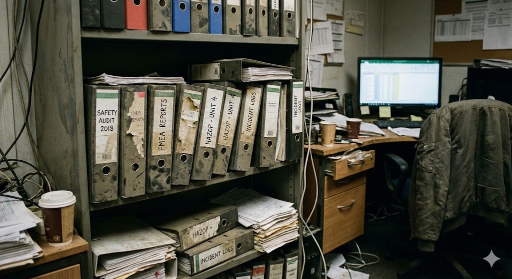 Dusty Binders on Shelf