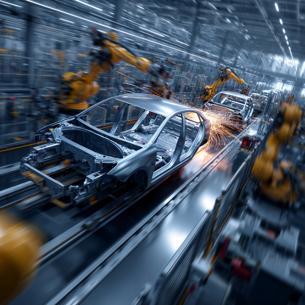 Automotive assembly line with robotic welding